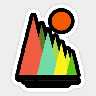 Minimalist Abstract Nature Art #34 Linear and Colorful Mountains Sticker